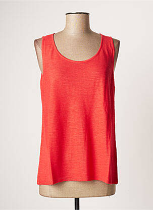 Pull tissage chiné sans manche rouge POLES femme