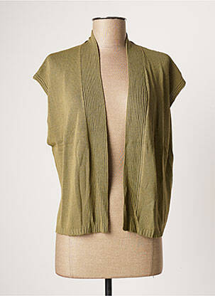 Gilet manches courtes resserrée sur le bas vert POLES femme