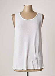 Pull coupe cintrée sans manche blanc POLES femme