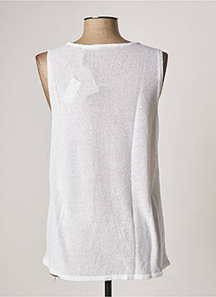 Pull coupe cintrée sans manche blanc POLES femme