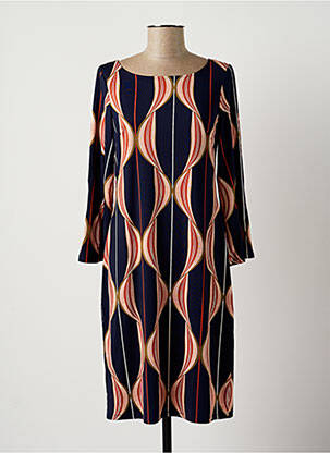 Robe mi-longue manches 3/4 manches 3/4 bleu K-DESIGN femme