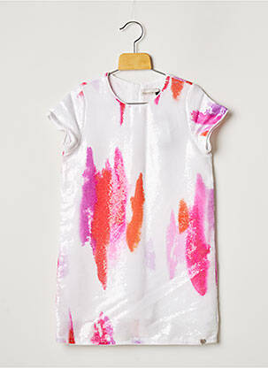 Robe mi-longue doublure manches courtes blanc CATIMINI fille