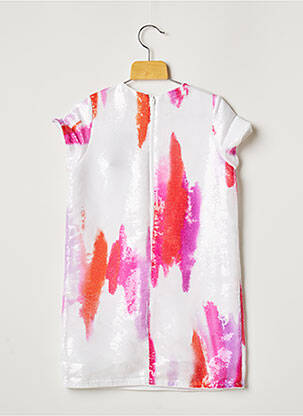Robe mi-longue doublure manches courtes blanc CATIMINI fille
