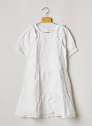 Robe mi-longue doublure manches courtes blanc CATIMINI fille