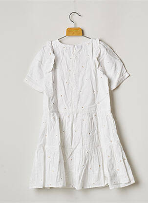 Robe mi-longue doublure manches courtes blanc CATIMINI fille