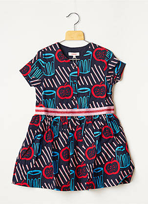 Robe mi-longue manches courtes manches courtes bleu CATIMINI fille