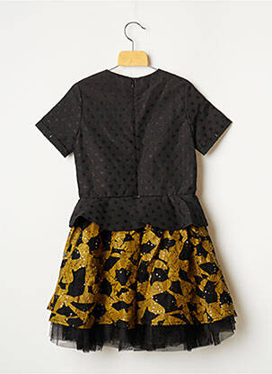 Robe mi-longue fermeture zippée au dos manches courtes noir CATIMINI fille
