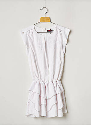 Robe mi-longue doublure manches courtes blanc CATIMINI fille