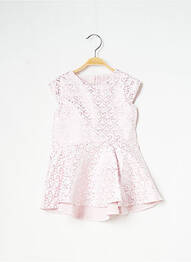 Robe mi-longue fermeture zippée au dos manches courtes rose CATIMINI fille