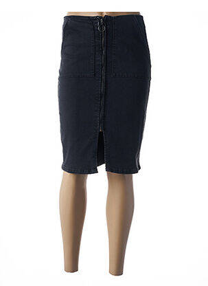 Jupe mi-longue stretch noir ICHI femme