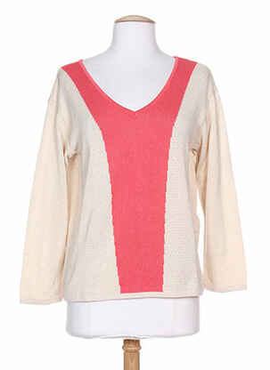 Pull col v manches longues beige COLEEN BOW femme