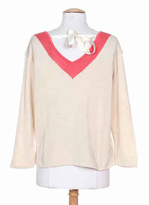 Pull coupe droite manches longues beige COLEEN BOW femme