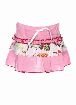 Jupe mi-longue taille élastique rose LA TRIBBU fille