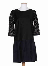 Robe mi-longue manches 3/4 manches 3/4 noir COLEEN BOW femme