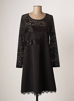 Robe mi-longue manches longues manches longues noir EGO femme