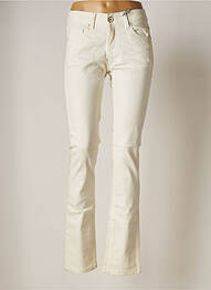 Pantalon droit stretch taille basse beige NATIONAL LIBERTY femme