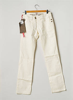 Jeans coupe droite broderie rivets taille normale blanc STONE AGED femme