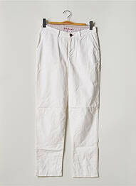 Pantalon chino fermeture zippée sous rabat boutonné taille normale blanc LITTLE MARCEL femme