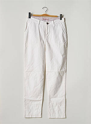 Pantalon chino fermeture zippée sous rabat boutonné taille normale blanc LITTLE MARCEL femme