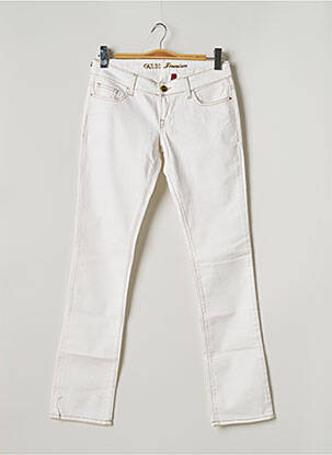 Jeans coupe droite stretch taille basse blanc GUESS femme