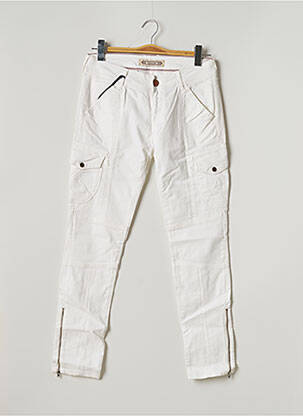 Pantalon cargo tissage popeline taille basse blanc FIVE PM femme