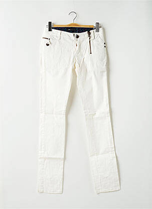Pantalon slim tissage enduit taille normale blanc ICHI femme