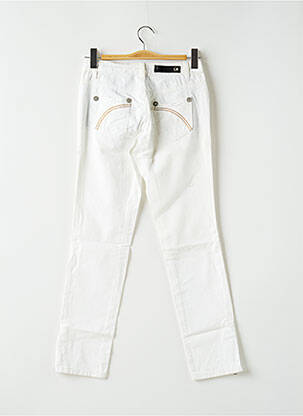 Pantalon 7/8 fermeture zippée sous rabat boutonné taille basse blanc ICHI femme