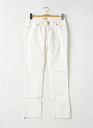 Pantalon 7/8 fermeture zippée sous rabat boutonné taille basse blanc ICHI femme
