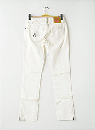 Pantalon 7/8 fermeture zippée sous rabat boutonné taille basse blanc ICHI femme