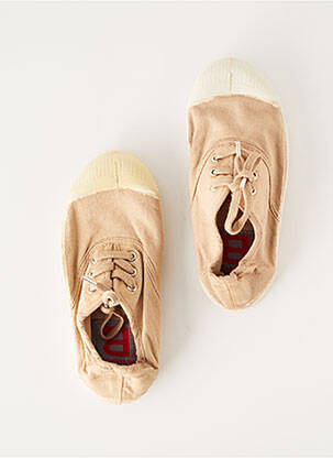 Baskets tissage toile talon bas marron BENSIMON enfant