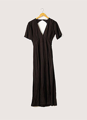 Robe longue imprimé fantaisie manches courtes noir BIZANCE femme