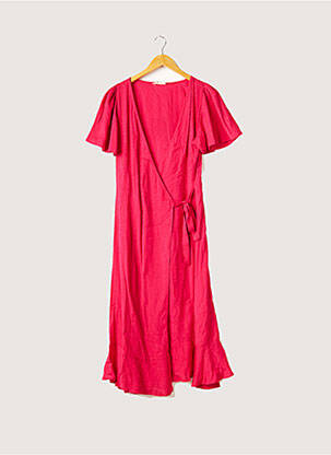 Robe mi-longue imprimé fleurs manches courtes rose BIZANCE femme