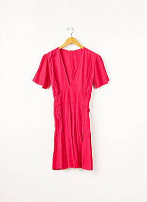 Robe mi-longue imprimé fleurs manches courtes rose BIZANCE femme
