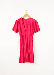 Robe mi-longue imprimé fleurs manches courtes rose BIZANCE femme