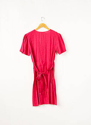 Robe mi-longue imprimé fleurs manches courtes rose BIZANCE femme