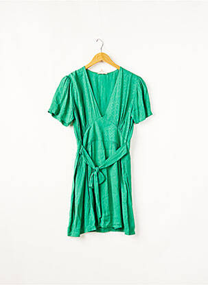 Robe mi-longue imprimé fleurs manches courtes vert BIZANCE femme
