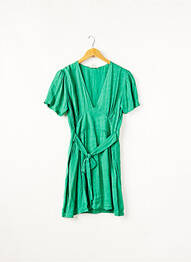 Robe mi-longue imprimé fleurs manches courtes vert BIZANCE femme