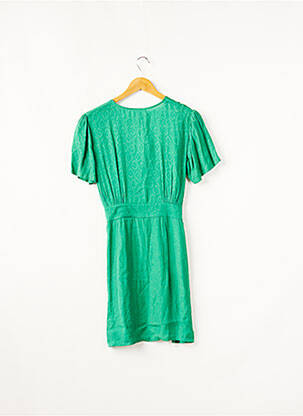 Robe mi-longue imprimé fleurs manches courtes vert BIZANCE femme