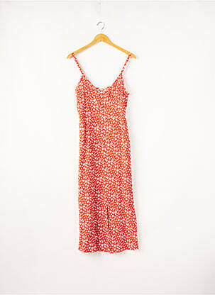 Robe longue coupe cintrée fines bretelles orange BIZANCE femme