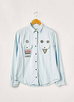 Chemisier coupe cintrée manches longues bleu FIVE femme