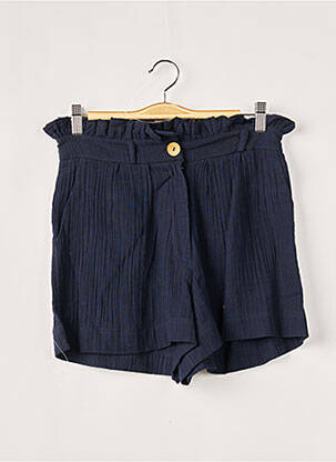 Short fermeture zippée sous rabat boutonné taille normale bleu BIZANCE femme