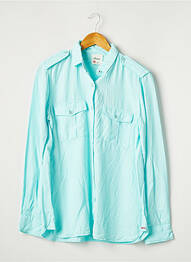 Chemisier poches poitrine manches longues bleu AMOUR femme