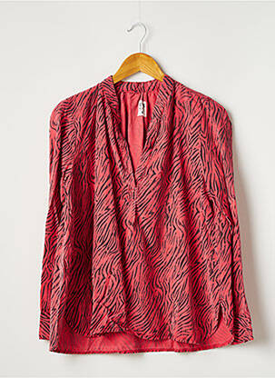 Blouse tissage popeline manches longues rose FIVE femme