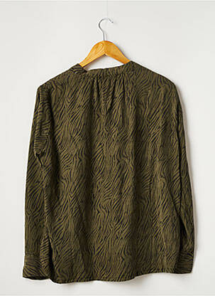 Blouse tissage popeline manches longues vert FIVE femme