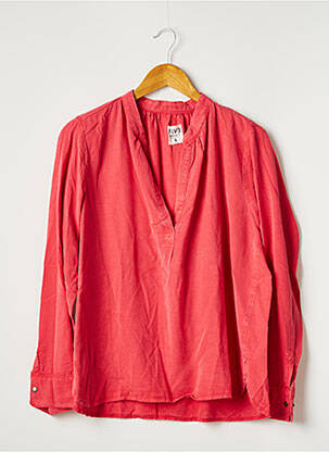 Blouse tissage popeline manches longues rouge FIVE femme