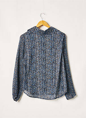 Chemisier imprimé fantaisie manches longues bleu QUATTRO femme