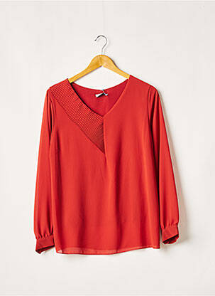 Blouse poignets boutonnés avec fente manches longues orange QUATTRO femme