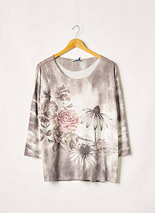 T-shirt stretch manches 3/4 gris QUATTRO femme