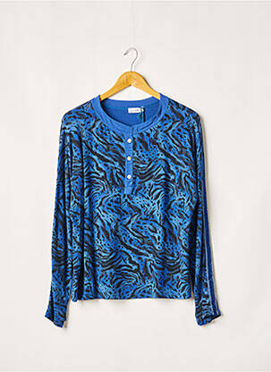 Pull coupe droite manches longues bleu QUATTRO femme