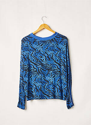 Pull coupe droite manches longues bleu QUATTRO femme